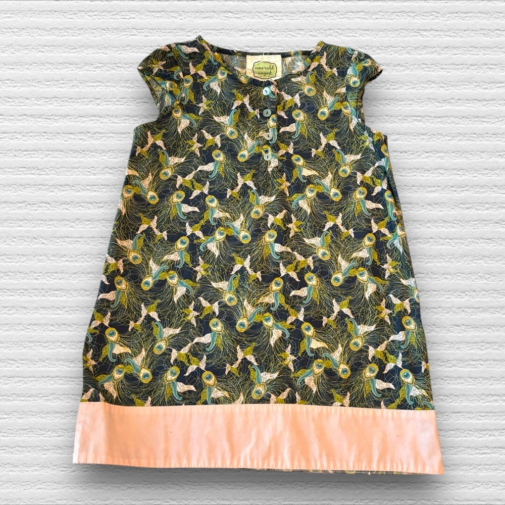 Emerald August Sleeveless Dress Peacock Feathers
